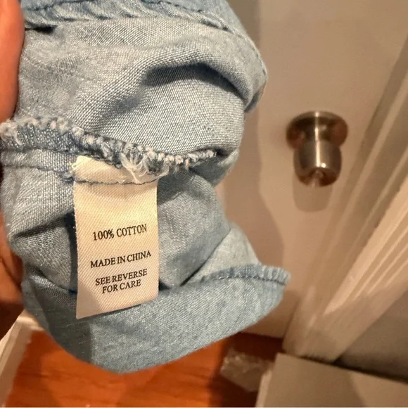 Light Blue Mini Dress with Button Front - Picture 5 of 6